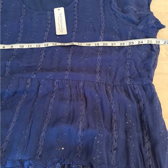 Soft Surroundings Womens Size 3X Kara Shimmer Tiered Sequin Blue Maxi Dress Plus - Picture 9 of 10